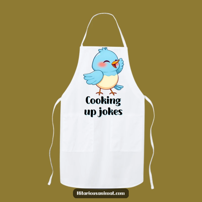 Funny Cackling Blue Bird Apron - Cook with Comedy!