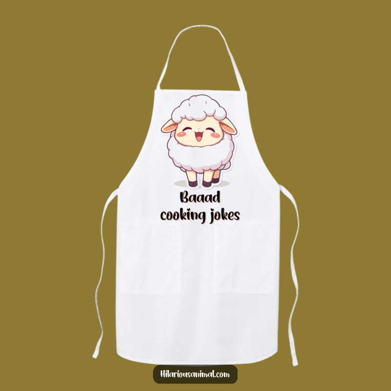Funny Sheep Chuckling Apron, Fluffy Character Kitchen Wear, Whimsical Funny Gift