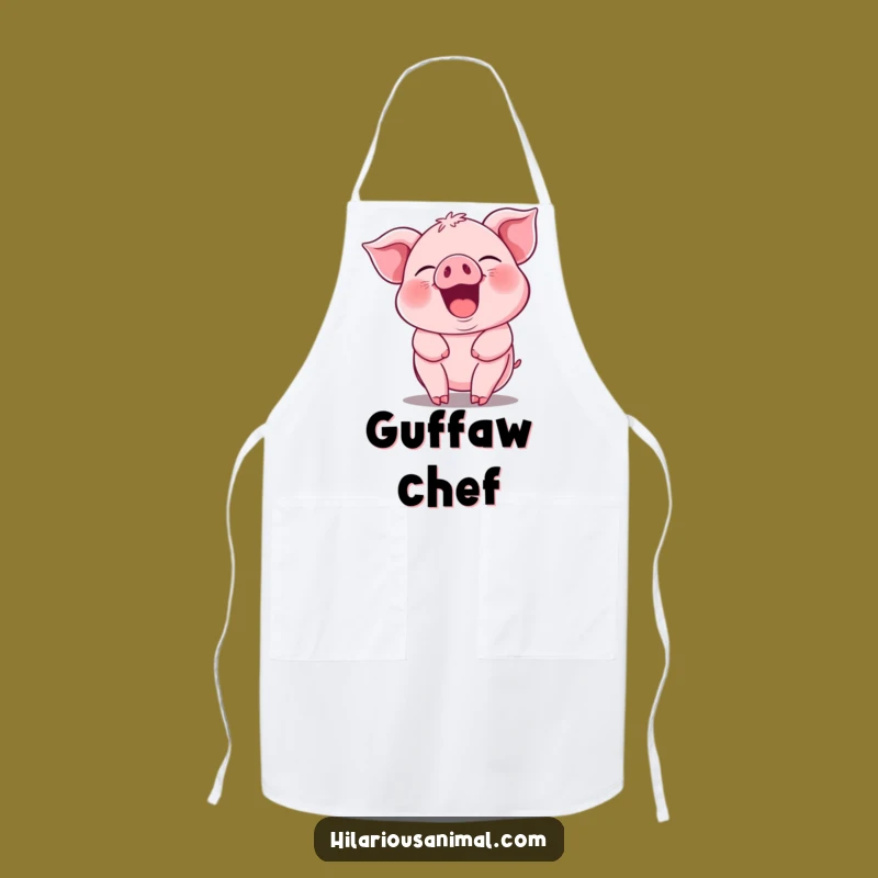 Funny Piglet Guffawing Apron - Jiggling Pink Piggy Kitchen Gift