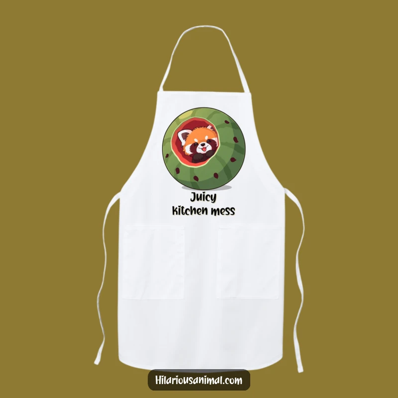 Funny Red Panda Watermelon Apron - Hilarious Kitchen Accessory for Fruity Fun