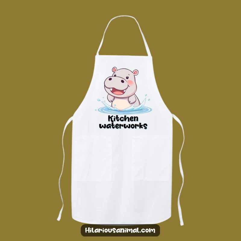 Funny Hippo Cub Apron: Splash into Kitchen Fun with Delight!