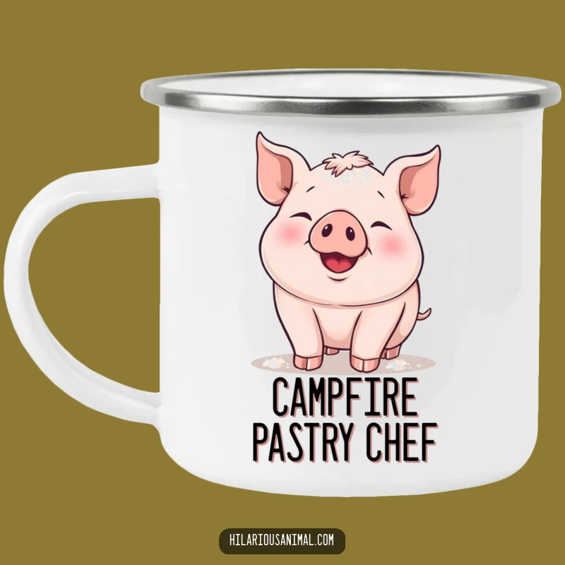 Funny Piglet Flour Camping Mug - Hilarious Baking Companion for Outdoors