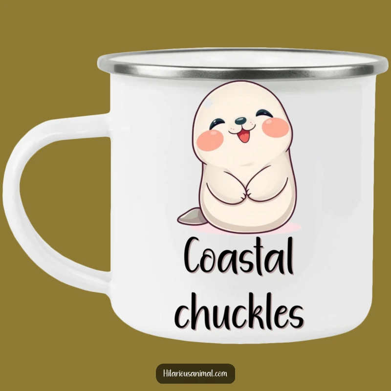 Funny Seal Cub Giggling Camping Mug: Adventure Fuel for Laugh Lovers