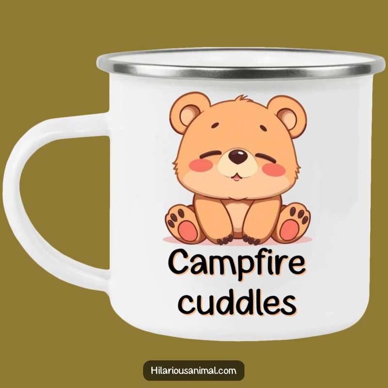 Funny Bear Cub Chuckling Camping Mug: Cozy Campfire Companion