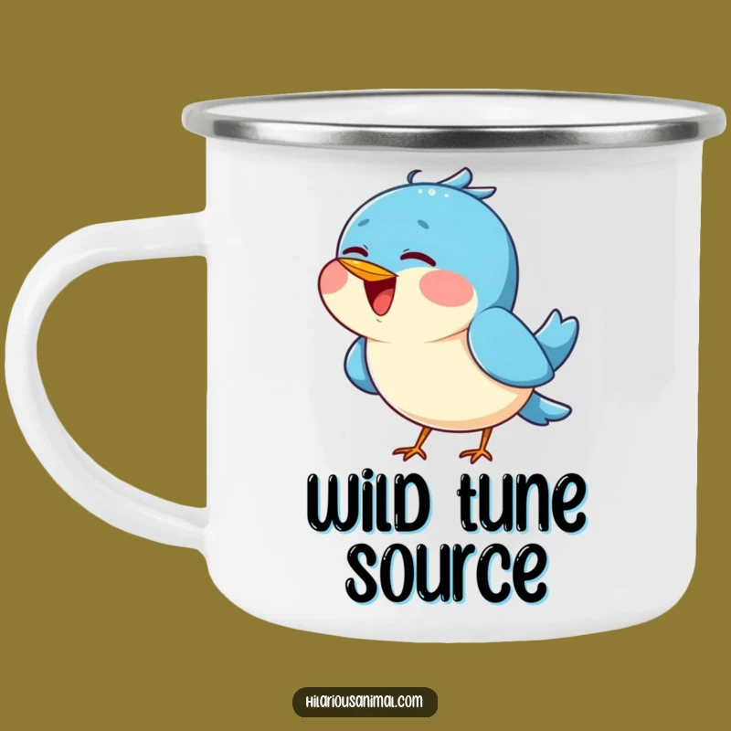 Funny Blue Bird Chirping Camping Mug: Cheerful Outdoor Bird Gift