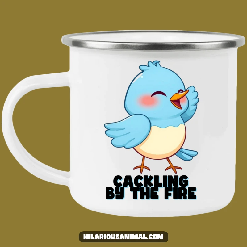 Funny Cackling Blue Bird Camping Mug - Outdoor Chuckles!