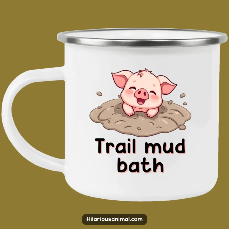 Funny Piglet Mud Puddle Camping Mug: Joyful Outdoor Mess Gift