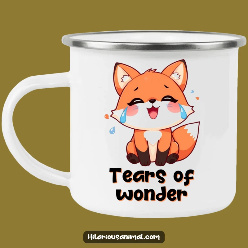 Funny Red Fox Camping Mug: Joyful Tears, Outdoor Heartwarming Humor