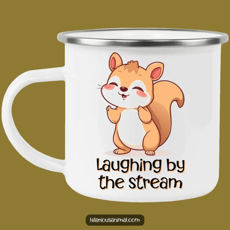 Funny Squirrel Camping Mug: Durable Laughing Enamel Cup, Adventurous Funny Gift