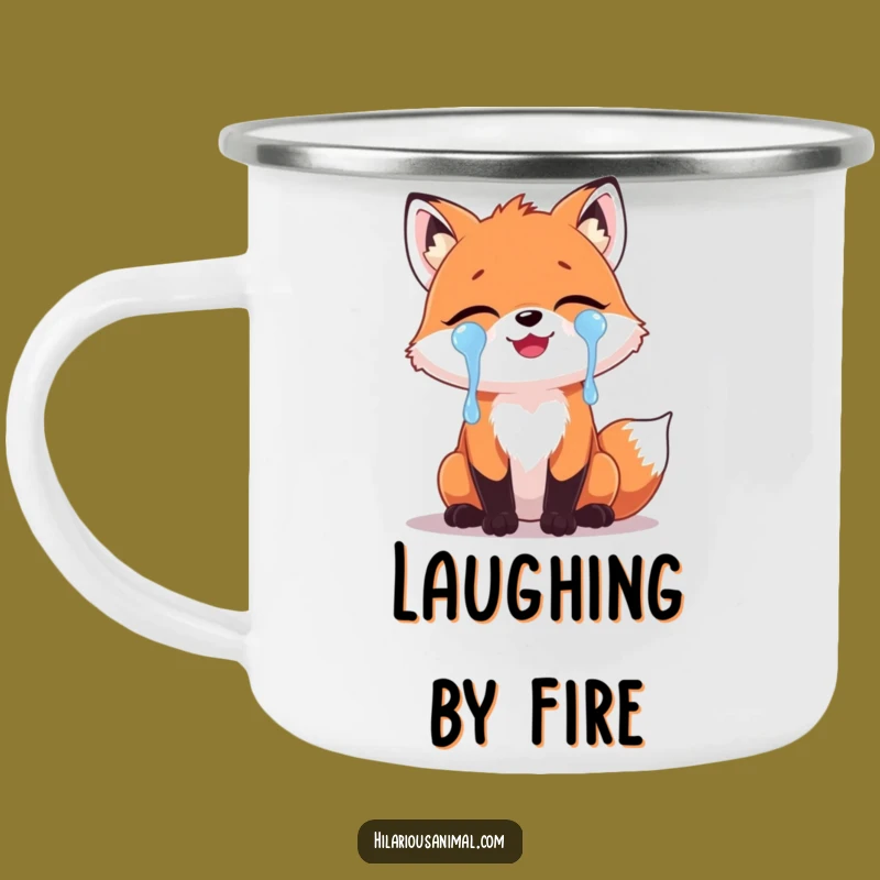 Funny Fox Laughing Tears Camping Mug: Trailside Giggles and Hilarious Sips