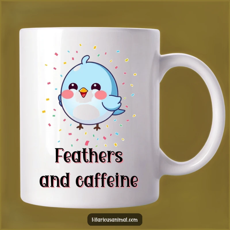 Funny Blue Bird Mug: Confetti Shower, Joyful & Whimsical Gift