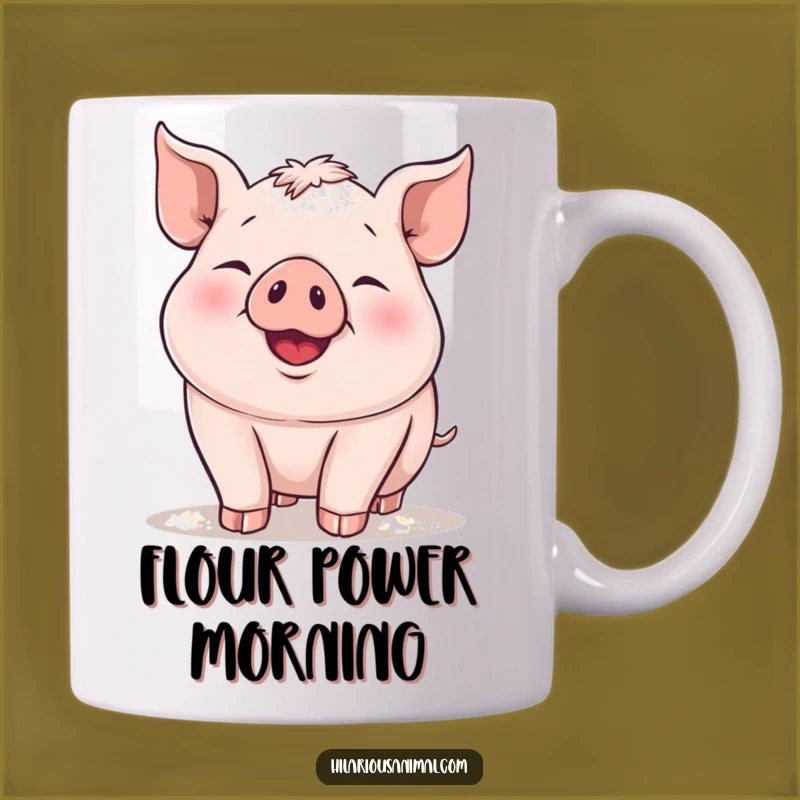Funny Piglet Flour Dust Mug - Hilarious Baking Gift for Farm Animal Lovers