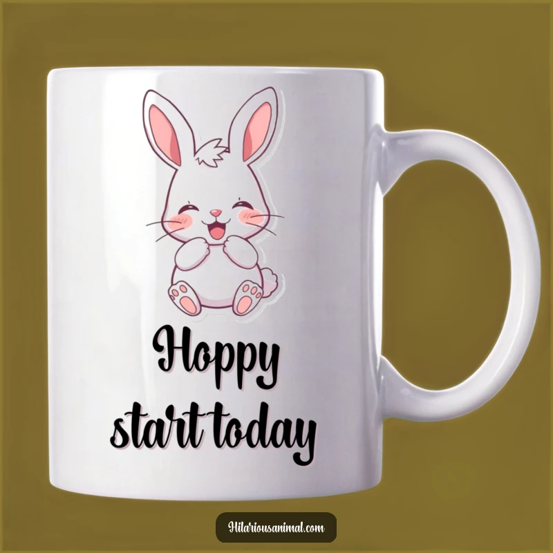 Funny Cheerful Bunny Mug: Muffled Laughing Rabbit, Perfect Gift for Animal Lovers