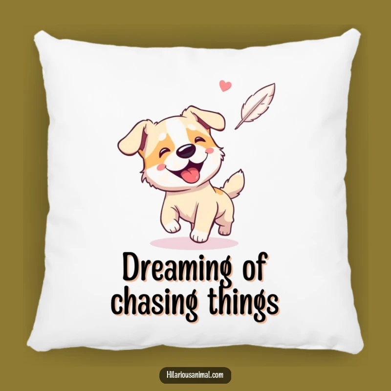 Funny Dog Feather Chase Pillow: Cozy Comfort with Canine Joy