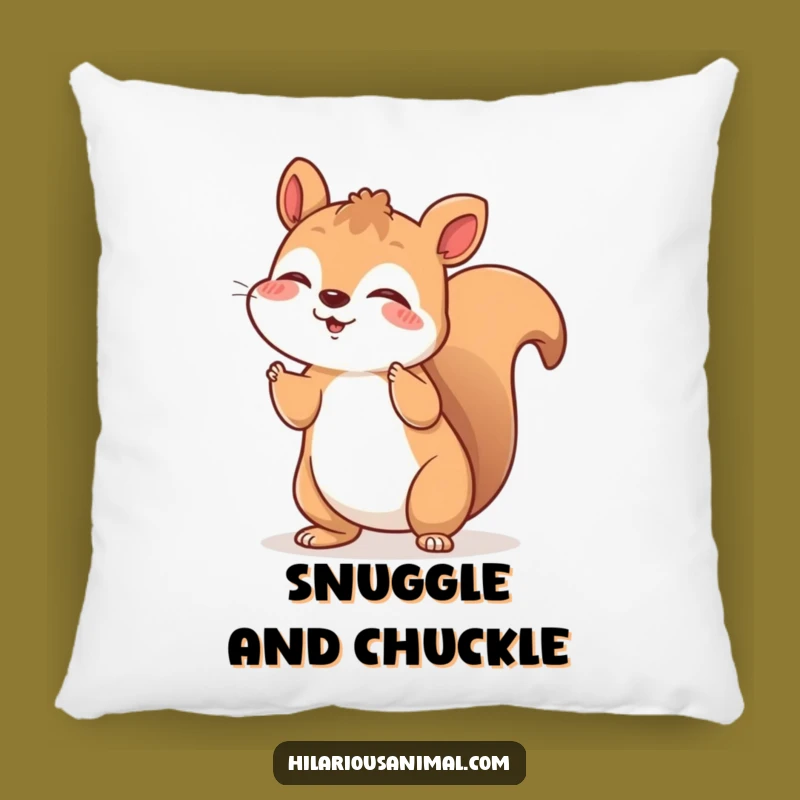 Funny Squirrel Pillow: Soft Laughing Rodent Cushion, Cozy Funny Gift