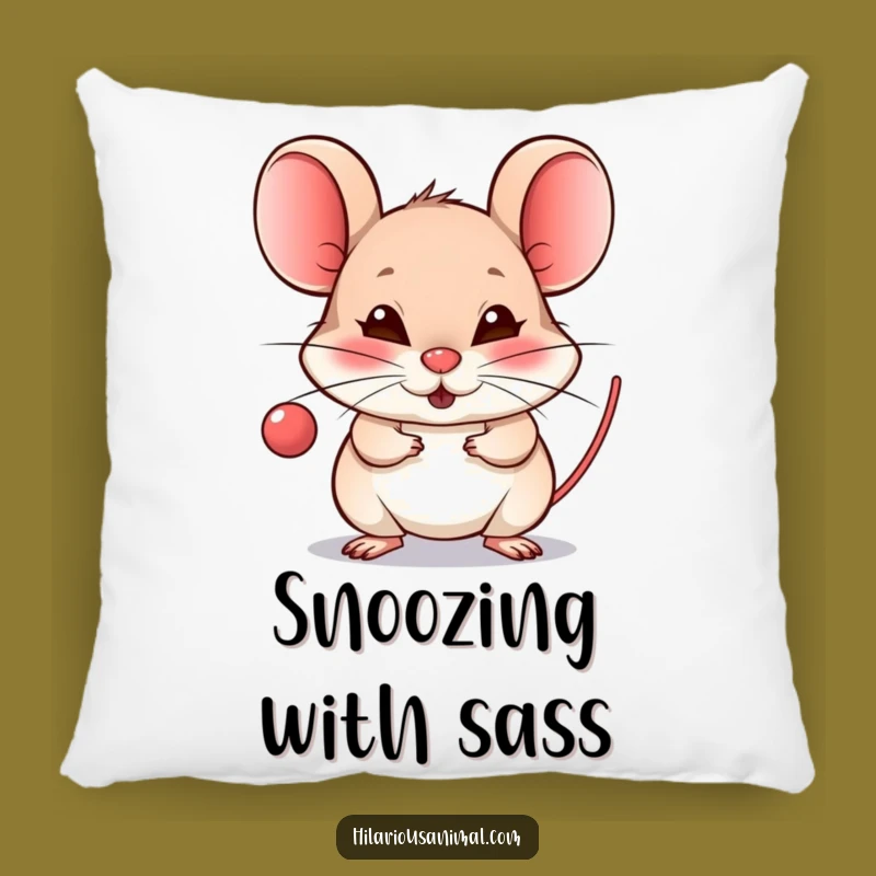 Funny Mouse Raspberry Pillow: Cozy Cushion with Mischievous Mouse Gift
