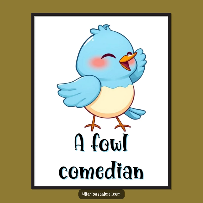 Funny Cackling Blue Bird Digital Art - Instant Amusement!