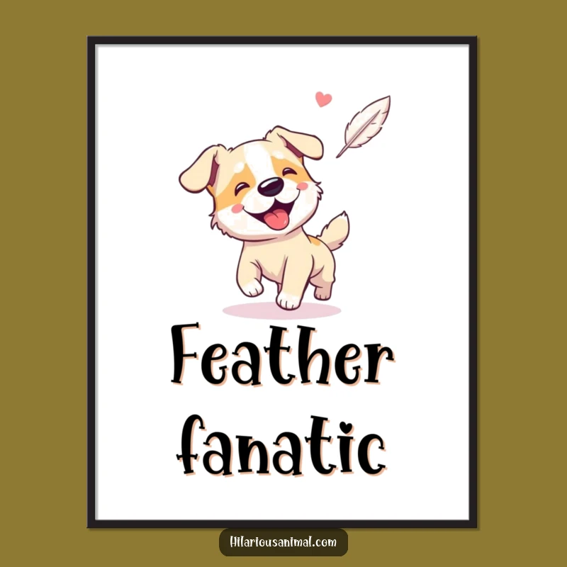 Funny Dog Feather Chase Digital Print: Instant Canine Joy