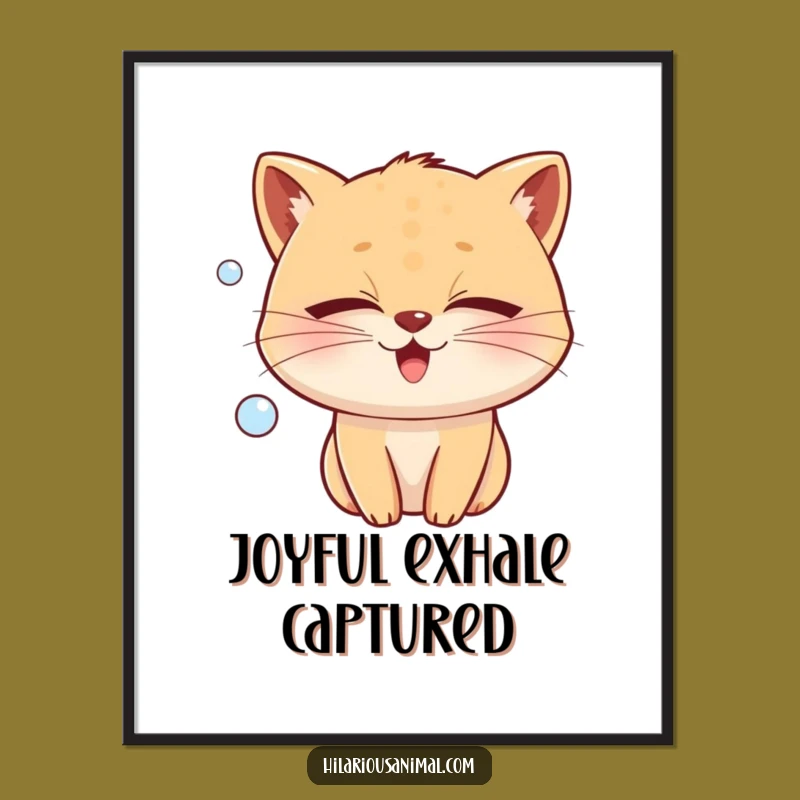 Funny Joy Bubble Digital Art: Instant Bliss Print, Whiskered Animal, Hilarious Funny Gift