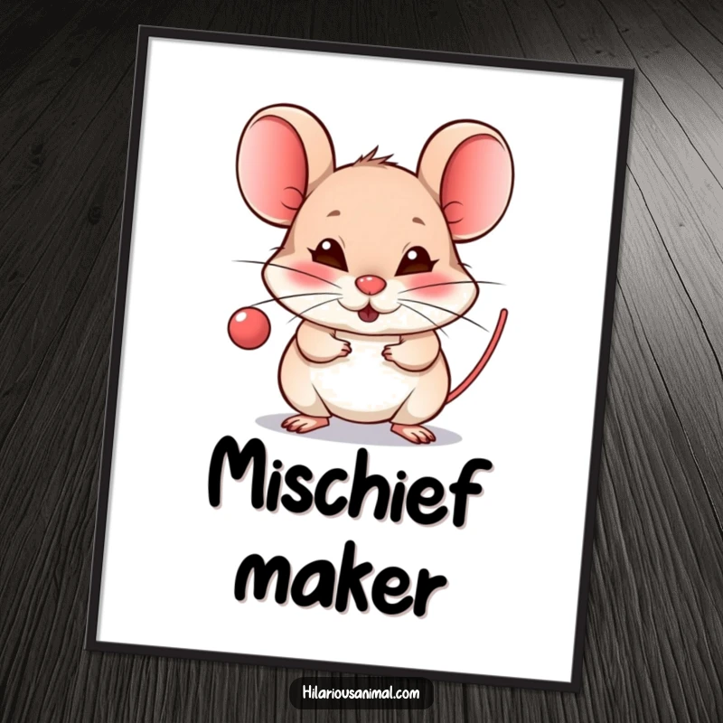 Funny Mouse Raspberry Digital Art Print - High-resolution download of a tiny mouse blowing a raspberry with a mischievous grin, radiating cheekiness.