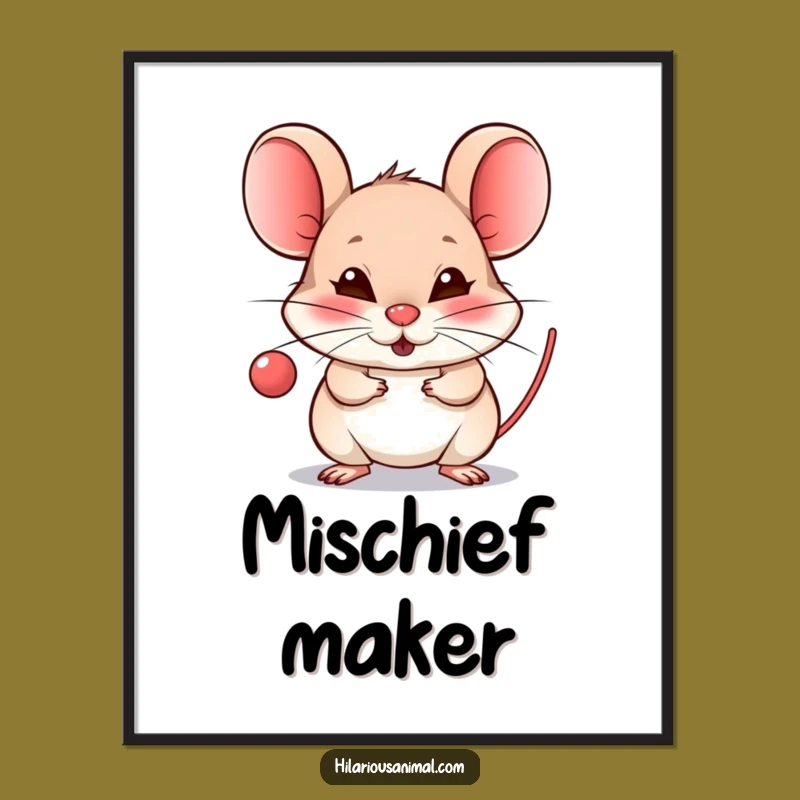 Funny Mouse Raspberry Digital Art: Mischievous Grin Download Gift