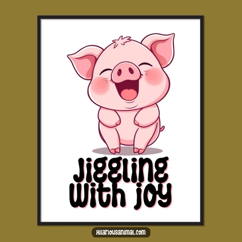 Funny Piglet Guffawing Digital Art - Jiggling Pink Piggy Printable Gift