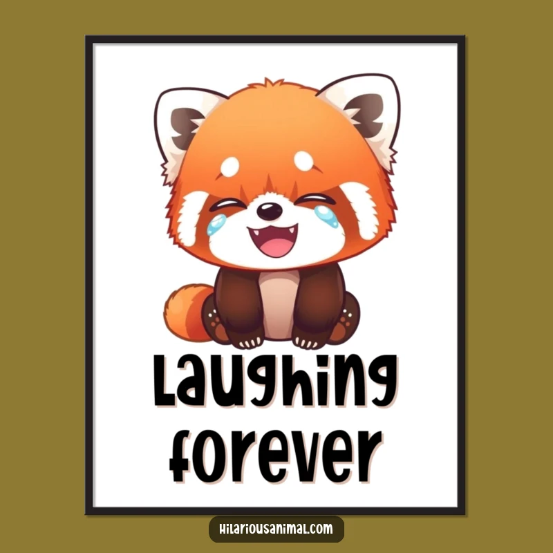 Funny Red Panda Cub Digital Art: Hilarious Laughing Cub Download Gift