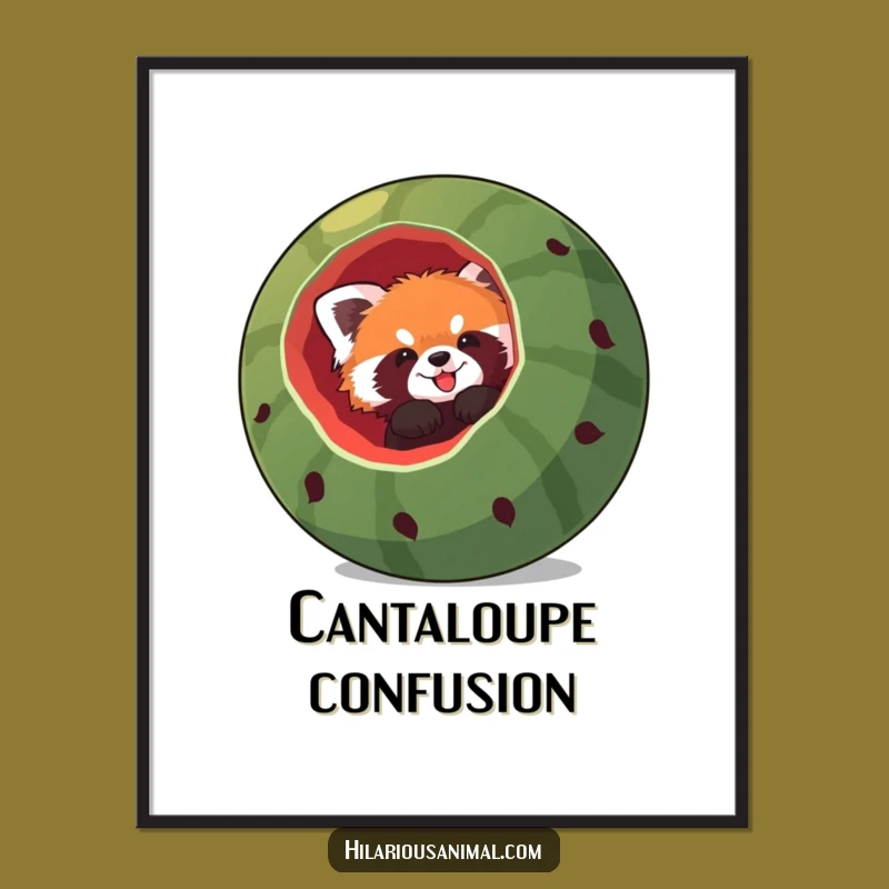 Funny Red Panda Watermelon Digital Art - Hilarious Animal Artwork for Instant Smiles