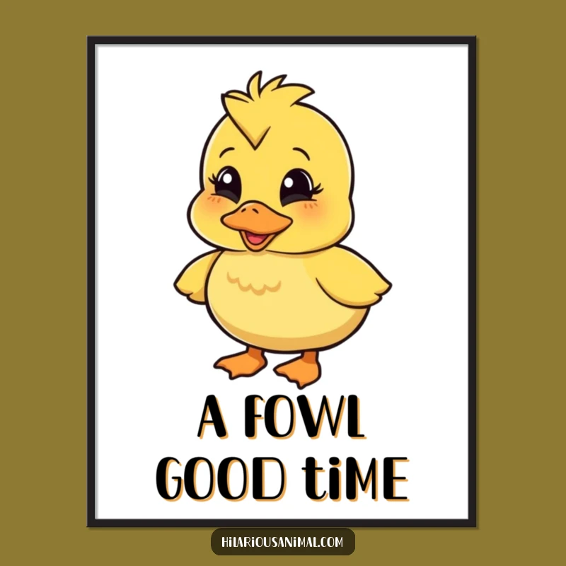 Funny Wobbly Duckling Digital Art: Amused Quacking Character Download for Hilarious Decor