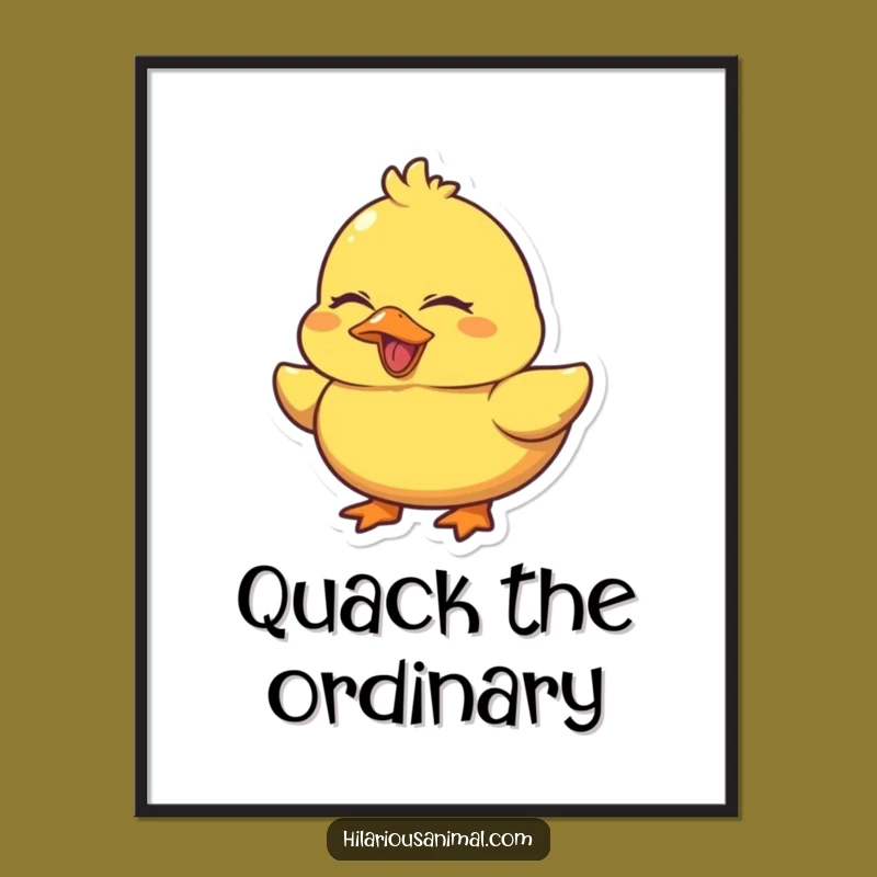 Funny Duck Quacking Digital Art - Chubby Laugher Print, Instant Funny Decor Gift
