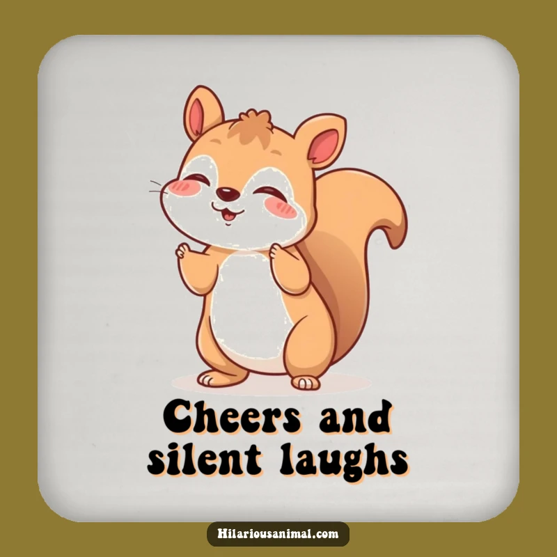 Funny Squirrel Coaster Set: Protect Surfaces with Laughing Art, Chic Funny Gift