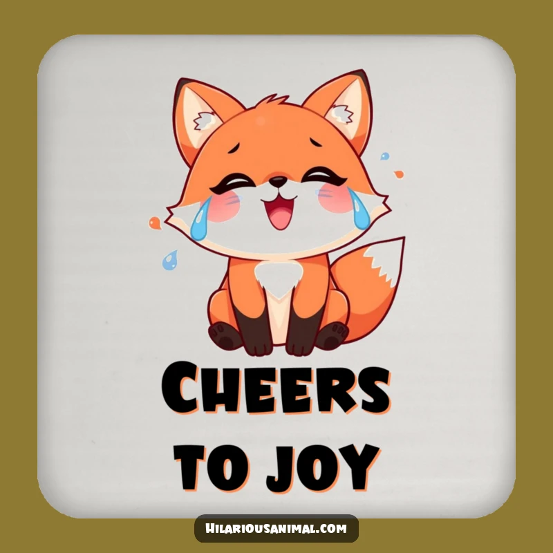 Funny Red Fox Coasters: Joyful Tears, Heartwarming Protection Gift