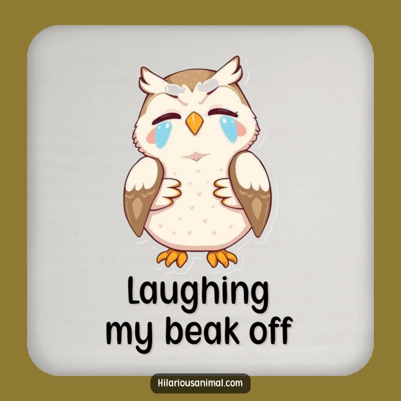 Funny Owl Coaster Set: Protect Surfaces with Laughing Art, Chic Funny Gift