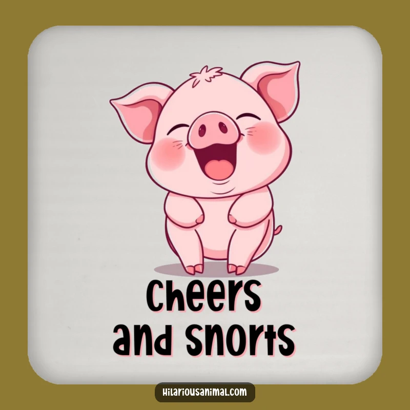 Funny Piglet Guffawing Coaster - Jiggling Pink Piggy Drink Protector Gift