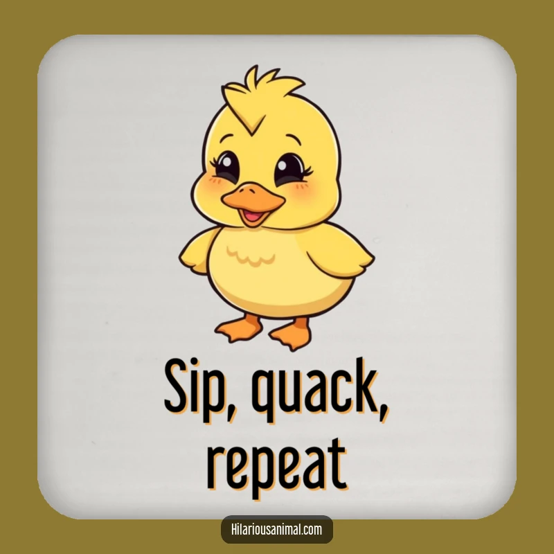 Funny Wobbly Duckling Coasters (Set of 4): Amused Quacking Character Protection