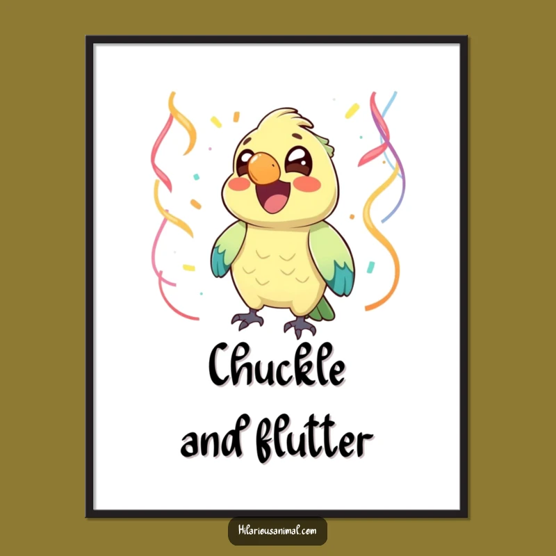Funny Chuckling Parrot Poster: Streamer Celebration Art, Hilarious Funny Gift for Walls