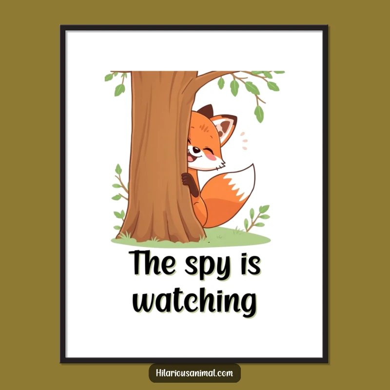 Funny Fox Poster: Playful Giggling Woodland Art, Unique Funny Gift