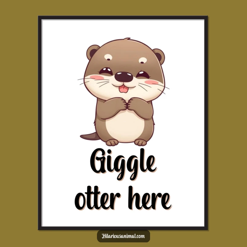 Funny Otter Poster: Giggling Cub Art, Charming and Humorous Funny Gift!