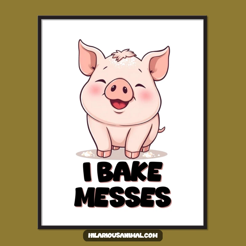 Funny Piglet Flour Poster - Hilarious Farm Animal Art for Kitchen Decor