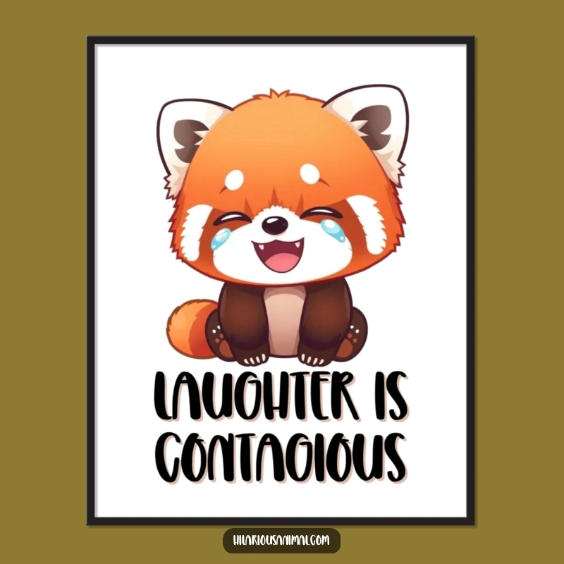Funny Red Panda Cub Poster: Hilarious Artwork for Wall Decor Gift