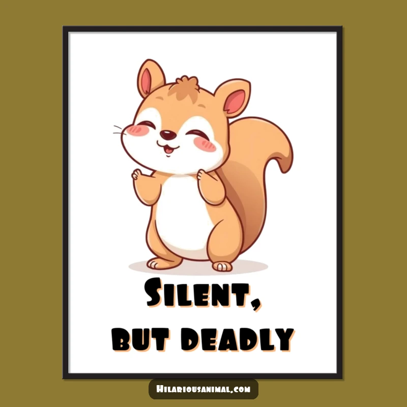 Funny Squirrel Poster: Joyful Laughing Wildlife Art, Unique Funny Gift