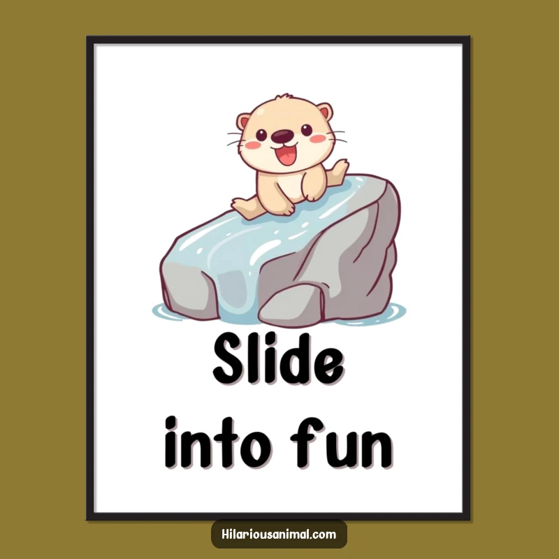 Funny Otter Sliding Poster: Joyful Aquatic Art for Your Walls