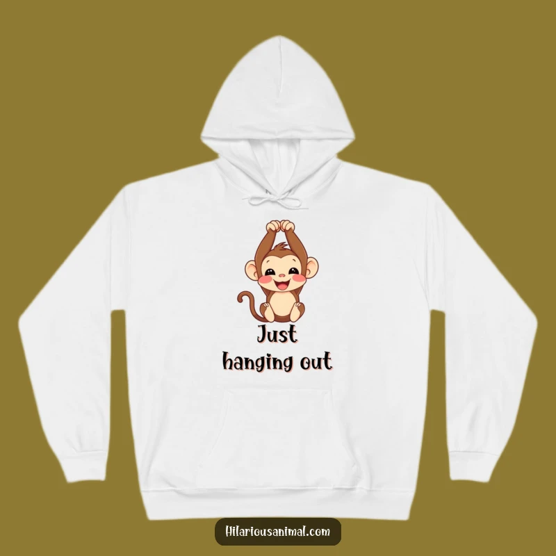 Cozy Funny Monkey Cub Hoodie: Stay Warm While Hanging Upside-Down Laughing!