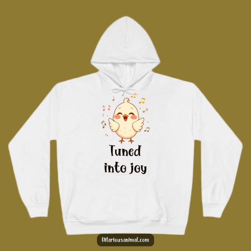 Funny Cheerful Bird Hoodie: Cozy Up with This Hilarious, Music-Loving Avian Friend