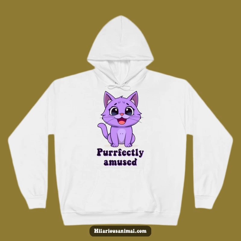 Funny Purple Cat Hoodie - Cozy Wide Eyes Laughing Creature Sweatshirt!