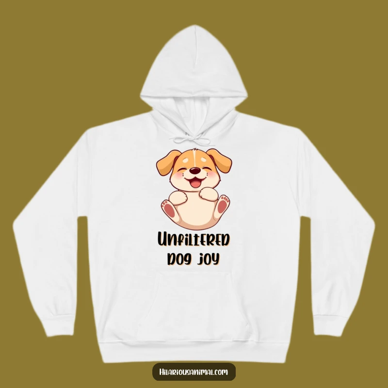Funny Giggling Dog Hoodie - Cozy Floppy Eared Pup Rolling with Glee, Great Gift!