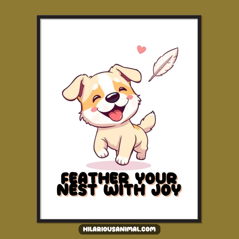 Free Printable Wall Art: Dog Chasing Feather Joy Downloadable Decor