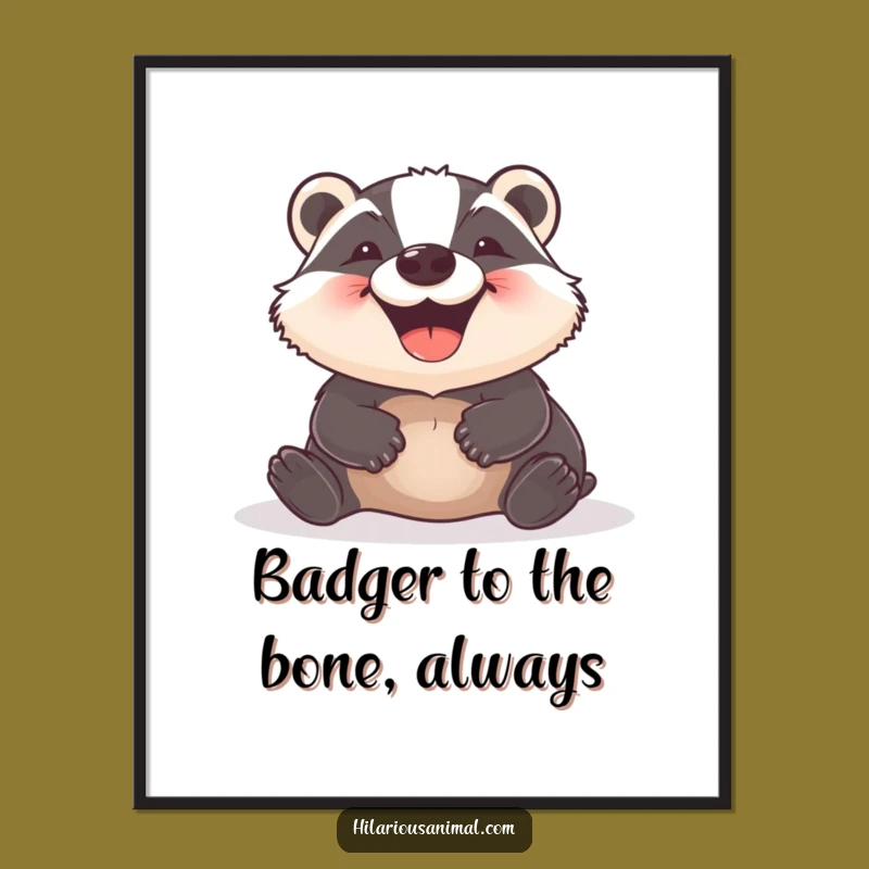 Funny Free Printable Wall Art: Delighted Badger Rolling - Humorous Downloadable Art for Your Space