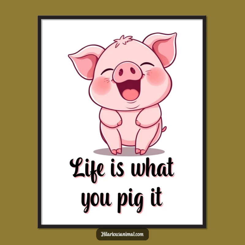 Funny Free Printable Wall Art: Guffawing Piglet, Joyful Downloadable Decor