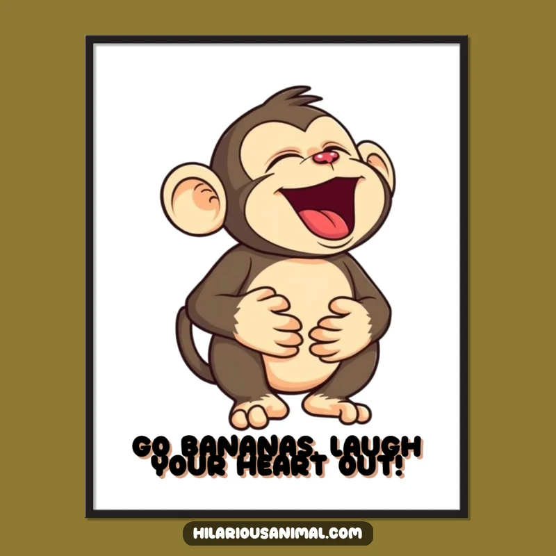 Funny Free Printable Wall Art: Laughing Monkey Roaring Downloadable Decor Gift